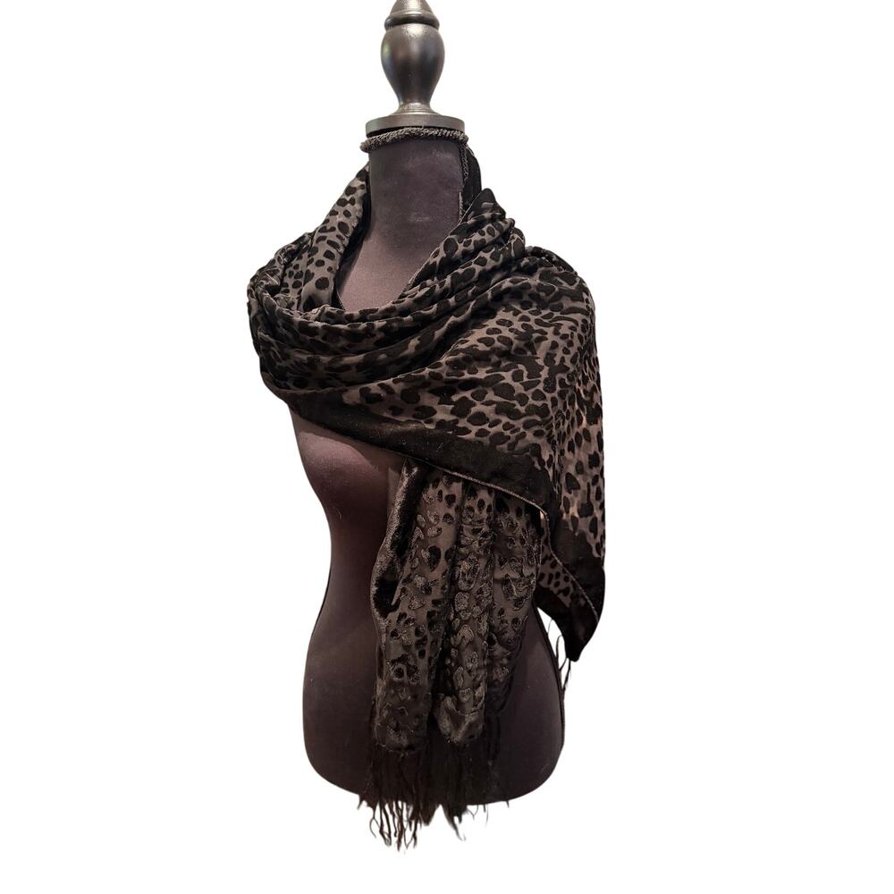 Black velvet burnout scarf wrap shawl moody dark romance emo goth witchy 20x60